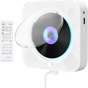 YOPTOP Portable CD Player with Bluetooth  Wall Mountable CD Music Player  Home Audio Boombox with Remote Control Built-in Hifi Speakers MP3 Headphone Jack Aux Input Output,white