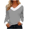thumbnail image 1 of Timegard Hauts pour Femmes Noël Col en V Confortable Blouse à Manches Longues Automne Hiver Mode Décontractée Couleur Unie, 1 of 4