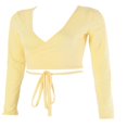 thumbnail image 3 of Women Sexy Slim Crop Tops Deep V-Neck Front Lace-up Base Shirt, 3 of 6