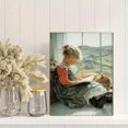 thumbnail image 2 of Vintage Girl Reading With Cat Canvas Wall Art 15.75x11.81 Inches, 2 of 8