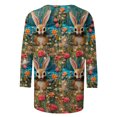 thumbnail image 4 of RKSTN Womens Tops Casual Fashion Cute Easter Bunny Printed 3/4 Sleeve Round Neck Tops Spring Summer 3D Printed Ruched Pullover Blouse Tops, 4 of 5