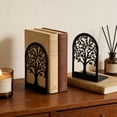 thumbnail image 1 of EGNMCR Organization and Storage, Storage Bins, Storage Containers Book Ends Metal Bookends For Shelves Decorative Tree Stopper For Heavy Books Black Ends To Hold Books For Home Office Metal bookend, 1 of 6