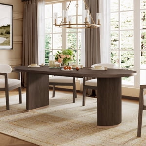 Table à manger ovale de noix avec STURDY DOUBLE PEDESTAL DESIGN pour la cuisine & Tables à manger