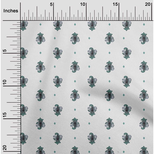 oneOone Silk Tabby Fabric Diamond & Paisley Block Fabric Prints By Yard 42 Inch Wide