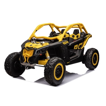 VOLTZ TOYS Officially Licensed Can-Am Maverick 24V 2-Seater Buggy UTV, High-Performance Kids Ride-On Off-Road Car with Dual Leather Seats, Upgraded Power Wheels with Parent Remote, EVA Tires, Yellow