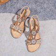 thumbnail image 1 of Styesk Womens Sandals Women Large Bohemian Elastic Rhinestone Flower Roman Sandals, 1 of 8