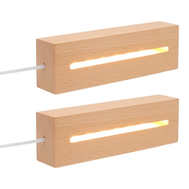 Shisuyan 2pcs USB LED Light Base Wooden LED Lights Display Base for DIY Acrylic Plates