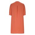 thumbnail image 4 of AherBiu Robe Courte en Coton et Lin pour Femmes, Manches 1/2, Boutonnée, Col Ras du Cou, Décontractée, Ample, Légère, 4 of 7