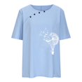 thumbnail image 4 of CHUANK Hauts pour Femmes en Liquidation à Moins de 10$ Hauts pour Femmes Décontractés Printemps Été Manches Longues Coton Lin Imprimé Graphique Pissenlit Col Rond Blouses Vintage Grande Taille, 4 of 6