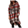 thumbnail image 3 of Plaid Trench Coat Womens Windbreaker Jacket Printed Shirt Zipper Irregular Jacket, 3 of 9