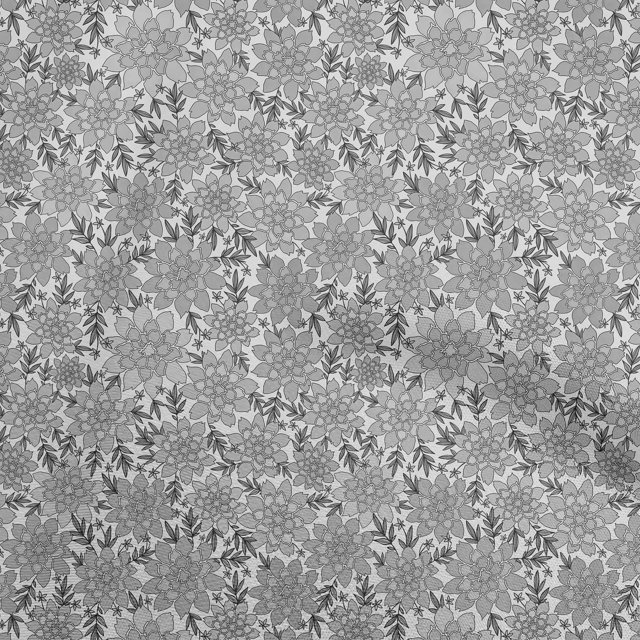 oneOone Tissu en Rayonne Gris Floral Rétro Matériel de Robe Tissu Imprimé Tissu au Mètre 56 Pouces de Large