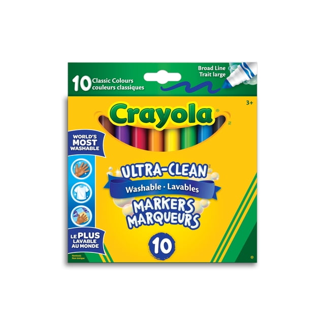 Crayola Ultra-Clean Washable Broad Line Markers, 10 Count