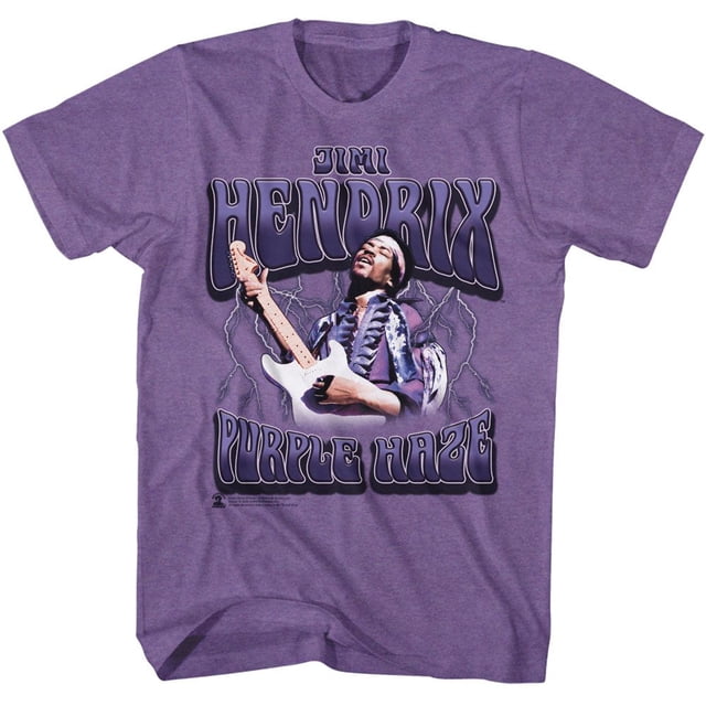Jimi Hendrix Purple Haze Lightning Purple Heather Adult T-Shirt 2Xl