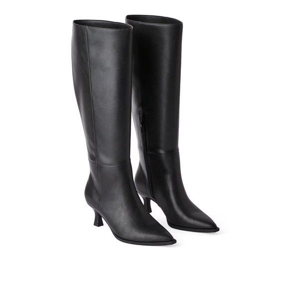 Refurbished Madden NYC 25LAUNCHW25 Women's Tall Boots, Faux Leather Upper, Pointed Toe, Size: 8, Black