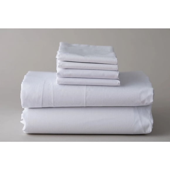Hotel Bed Linens TC-180 Percale Cotton-Poly Draw Sheets FLAT 54"x 72" Thomaston Mills USA White 6/Pack