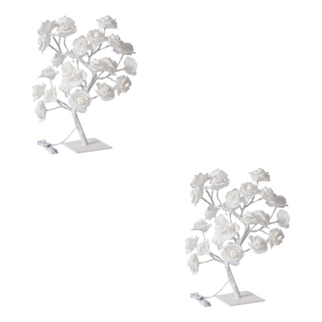 Maytalsory Color Changing Lighted Rose Lamp Remote Control Energy Saving Artificial Bonsai Tree Lights Gift For Any Occasion white rose and rod 2Set
