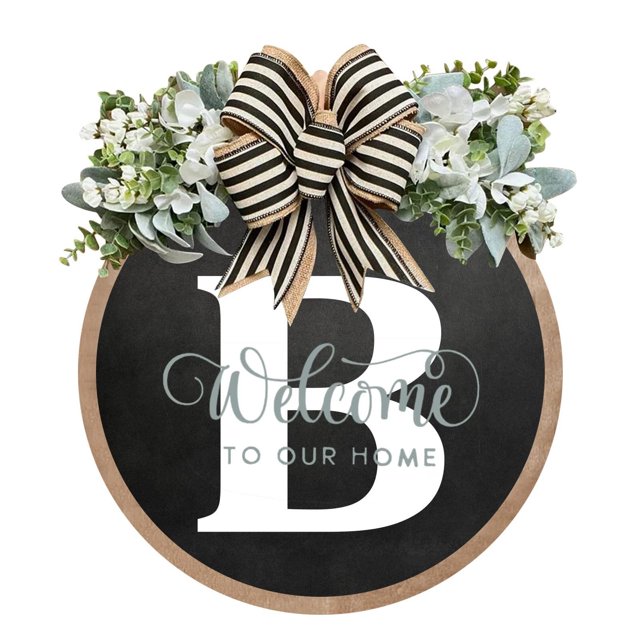 Front Door Wreath With Last Name And Year Design For Year-Round Hanging Decor 30 cm x 30 cm
