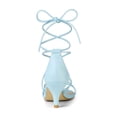 thumbnail image 2 of BLISSFUL STEP Women's Back to School Straps Kitten Heel Lace Up Sandals Sky Blue 9, 2 of 7