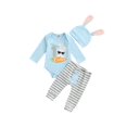 thumbnail image 1 of Gupgi 2 Pcs Vêtements de Bébé de Pâques Unisexe Manches Longues Rabbit Body+pantalon Rayé+chapeau, 1 of 9