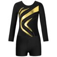 thumbnail image 3 of Loodgao Justaucorps de Danse et Gymnastique pour Filles Manches Longues Col Rond avec Short Or 8, 3 of 6