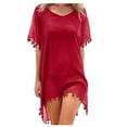 thumbnail image 3 of Paréo pour Femmes, Tenue de Bain, Maillots de Bain, Robe Courte d'Été, Ample, Unie, Paréo, 3 of 4
