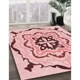 thumbnail image 3 of Ahgly Company Tapis d'Intérieur Lavable à la Machine, Carré, Transitionnel, Rouge Pâle Rose, Tapis de Zone, 6 Pieds Carré, 3 of 7
