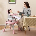 thumbnail image 3 of Babyjoy 16-in-1 Baby High Chair with Activity Center Booster Seat Building Block Table Pink, 3 of 10