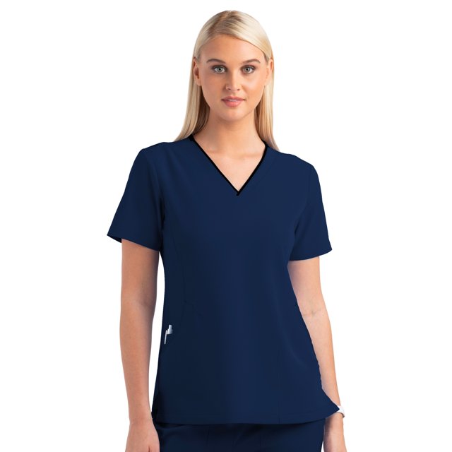 Matrix Impulse Haut de Blouse Médicale pour Femmes à Col en V Contrasté (Livraison Gratuite)