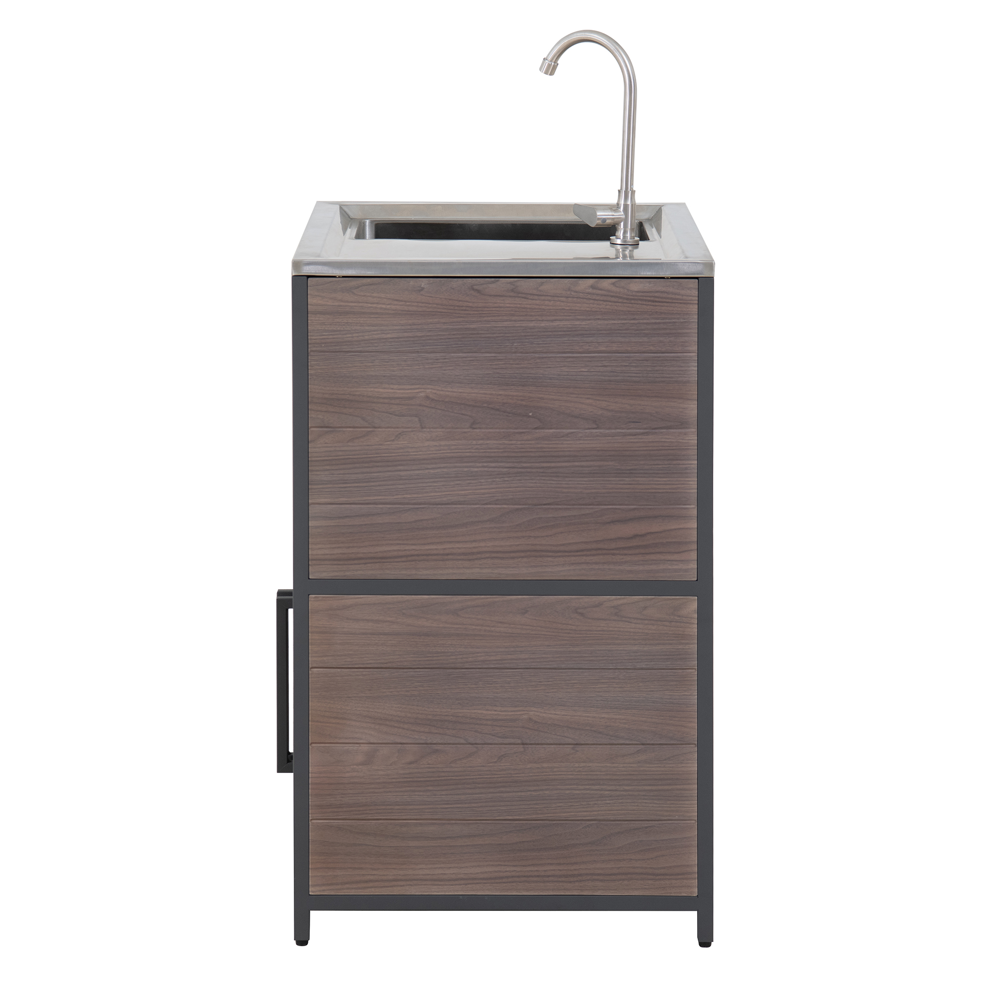 Sunjoy Évier de cuisine extérieur autoportant en acier inoxydable avec cabinet pour chariot de barbecue extérieur, station d'évier extérieur,25 x 21 Pouces