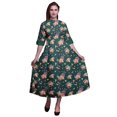 thumbnail image 1 of Bimba Floral Printed Roll Up Sleeves Button Down Mid-Calf Women Shirt Dress-XXX-Large, 1 of 5