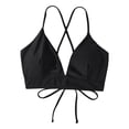 thumbnail image 1 of HNMKIU Full Coverage Bra 2023 New Black Split Swimsuit Top Lace Up Backless Bra, 1 of 4