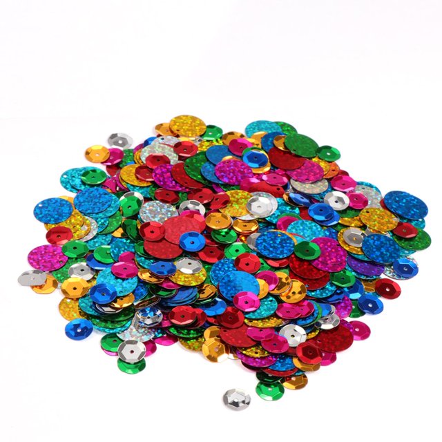 CHOK 30 Grammes Confettis Pailletés Multi-Formes Sequins Colorés pour Bricolage et Décoration (Motif Rond)