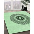 thumbnail image 3 of Ahgly Company Tapis d'Intérieur Ronds de Style Transitionnel Lavables à la Machine, Vert Menthe, 6 Pieds Rond, 3 of 7