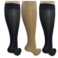 thumbnail image 4 of 3 Paires Transparentes de Bas de Compression pour Femmes Petites/moyennes, Compression Graduée Modérée/moyenne 15-20 mmHg. Bas Thérapeutiques, Professionnels, de Voyage et d'Avion Jusqu'au Genou. Couleurs Assorties : 1 Nude, 2 Noir., 4 of 4