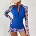 thumbnail image 1 of LSLJS Women Two Piece Rash Guard Long Sleeve Swimsuits UV Swim Shirt Bathing Suit with Boyshort Bottom, 1 of 7