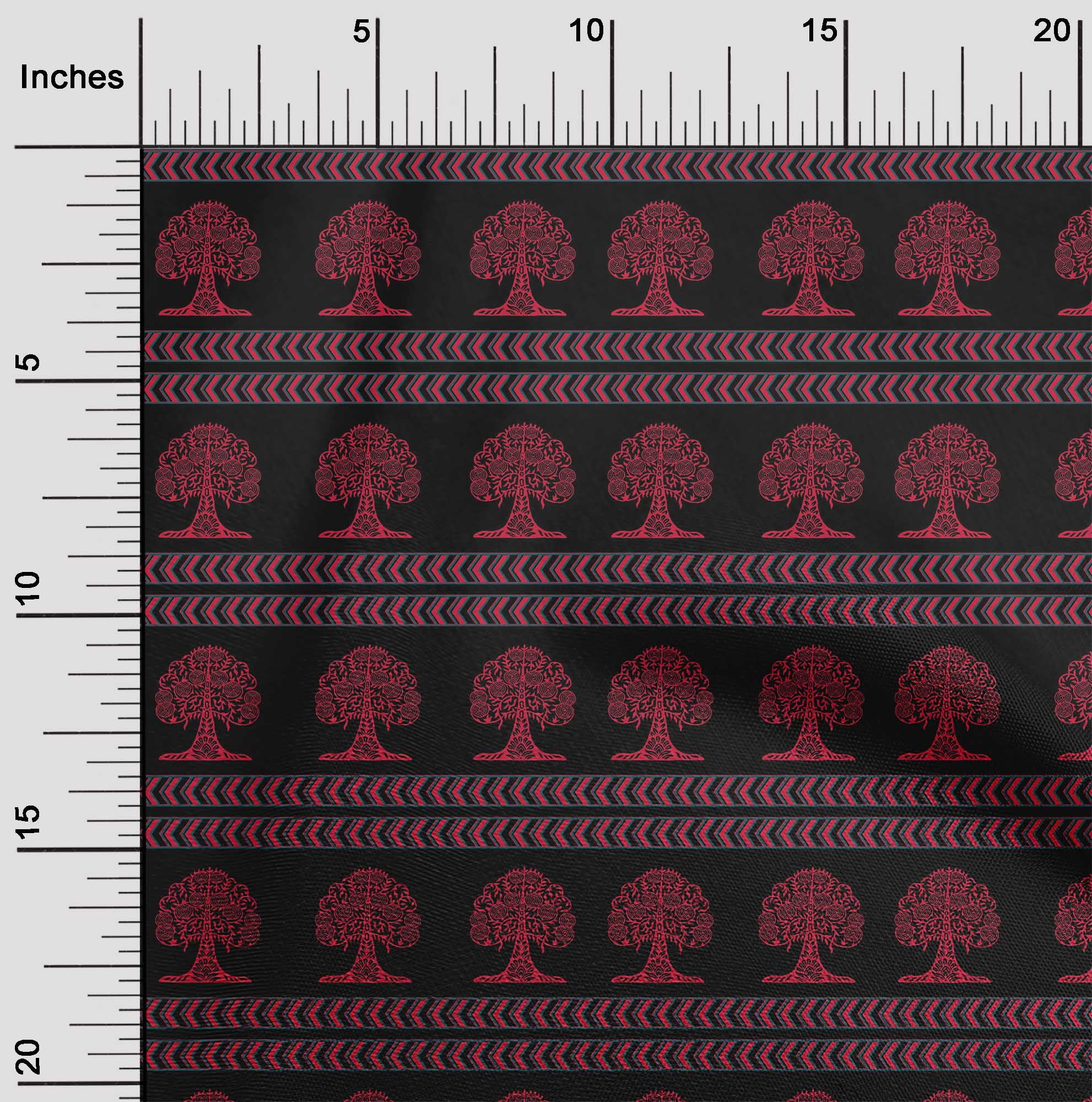 oneOone Organic Cotton Voile Fabric Arrow & Tree Block Printed Fabric 1 Yard 42 Inch Wide