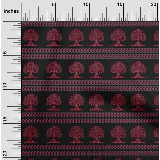 oneOone Organic Cotton Voile Fabric Arrow & Tree Block Printed Fabric 1 Yard 42 Inch Wide