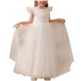 thumbnail image 2 of LOVZFMLL Jupe Princesse à Nœud pour Filles, Été, Manches Courtes, Volants, Dentelle, Col Rond, Broderie, en Maille, 2 of 8