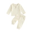 thumbnail image 1 of Faithtur Toddler Boys 2PCS Pants Sets Long Sleeve Crewneck Button Tops and Solid Color Pants Sets, 1 of 9