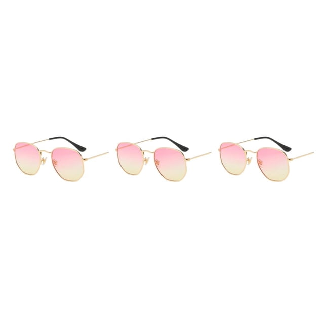 Redempat Fashionable Polarized Lens Small Frame Sun Glasses For Trendy Style gold pink yellow C15 3Set