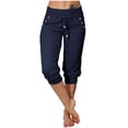 thumbnail image 1 of Timegard Womens Yoga Pants Drawstring High Waist Workout Cropped Pants Athletic Capri Pants with Pockets, 1 of 7