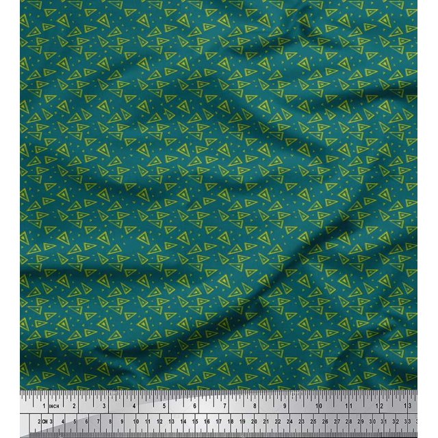 Soimoi Moss Georgette Tissu Triangle Bloc Tissu Imprimé 1 Yard 42 Pouces de Large
