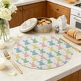 thumbnail image 3 of Easter Bunny Easter Egg Print Linen Placemats for Dining Tables Round Placemats for Men Women 36Cm 4 Pack, 3 of 6
