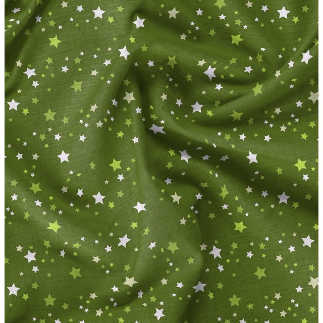Soimoi Green Rayon Fabric Stars Star Print Fabric by Yard 56 Inch Wide