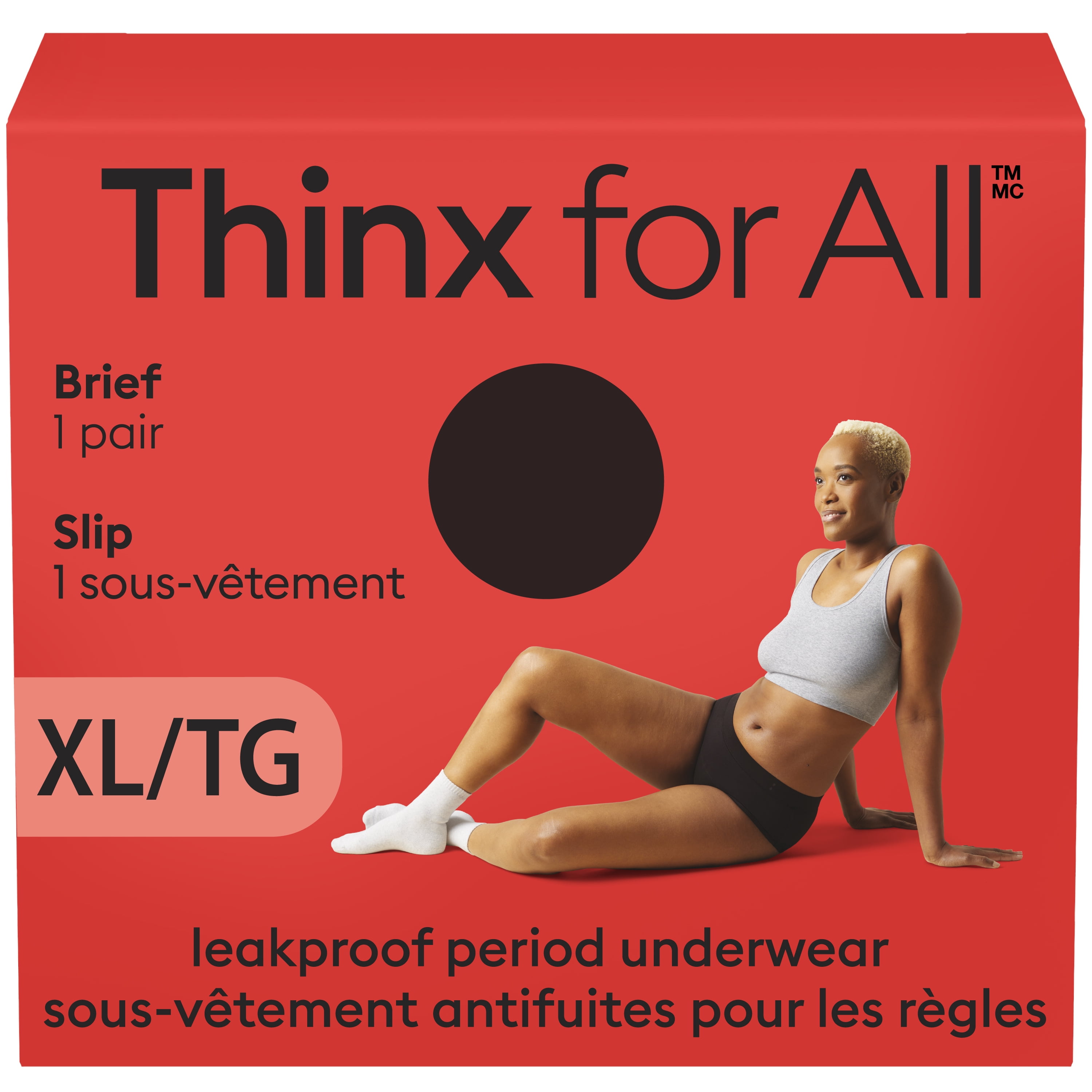 Culotte confortable pour tous les jours Thinx for All Women, sous-vêtement pour les règles contre les fuites, taille très grande, noir