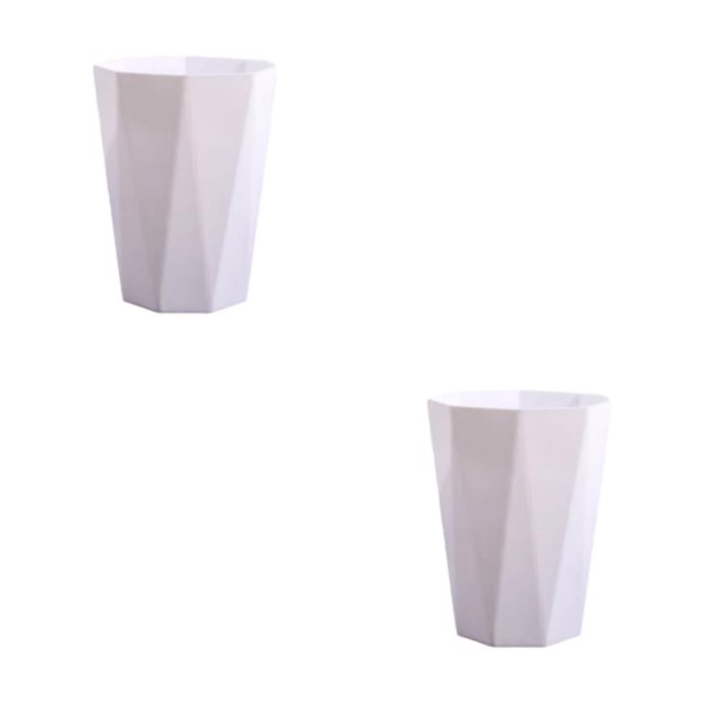 ZheElen PP Office And Home Waste Bin - 6L Capacity Easy Access Kitchen Large Capacity Kitchen Bedroom White L 2Set