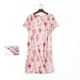 thumbnail image 2 of Kcodviy Chemise de Nuit en Coton pour Femme Pyjama Robe à Manches Courtes Chemise Décontractée Robe de Sommeil pour Femmes Imprimé Robe de Nuit, 2 of 4