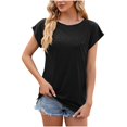 thumbnail image 1 of AherBiu Hauts d'Entraînement pour Femmes, Coupe Ample, Manches Cap, Col Ras du Cou, Haut Basique Confortable, T-Shirts, Chemises, Blouse, 1 of 4