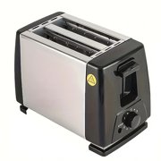 yeacher 2-Slice Stainless Steel Toaster with 6 Temperature Settings, Auto Shut-Off, Removable Crumb Tray, Compact Design for Home, Office, or Travel - Black (US Plug)