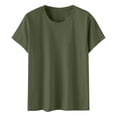 thumbnail image 4 of WTXUE T-Shirts à Manches Courtes, Chandails à Col Rond pour Femmes Chandails en Coton Chandails Amples T-Shirts Hauts Amples Unis / Décontractés pour Femmes Green S, 4 of 8